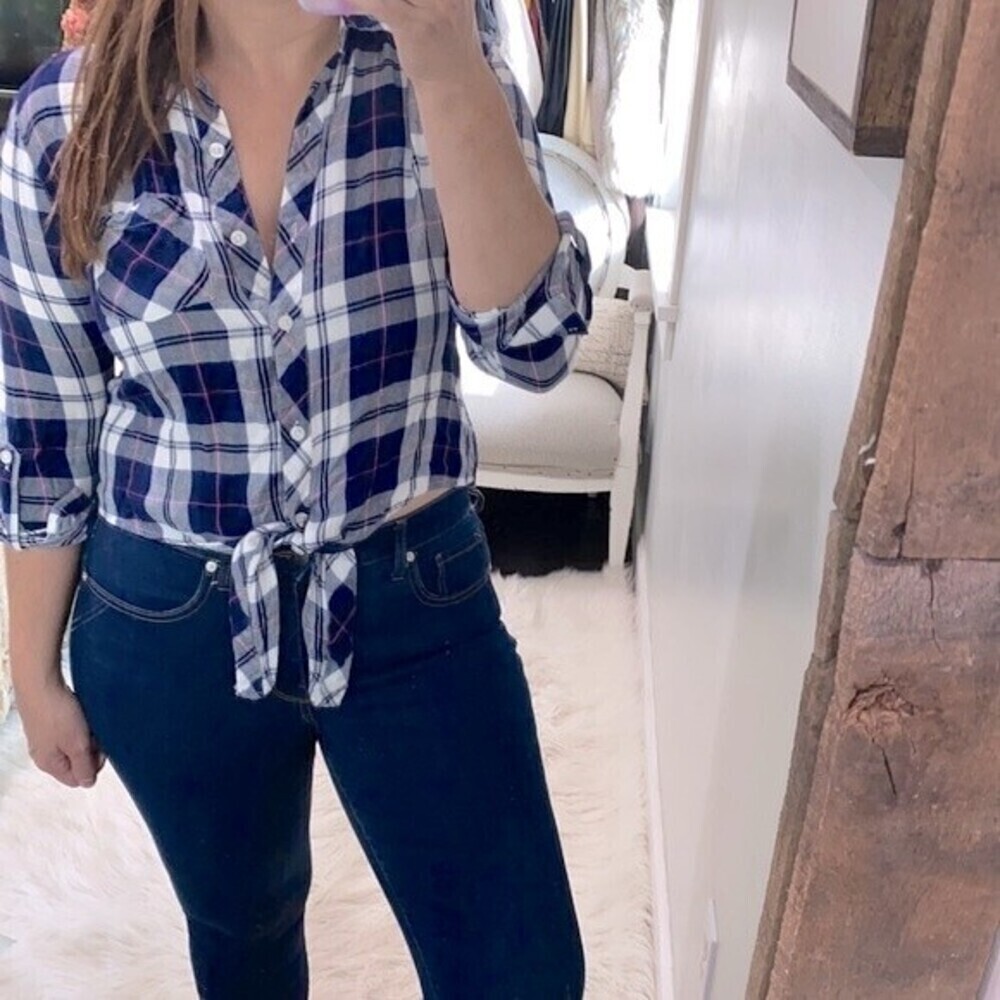 HARPER blue plaid shirt size small